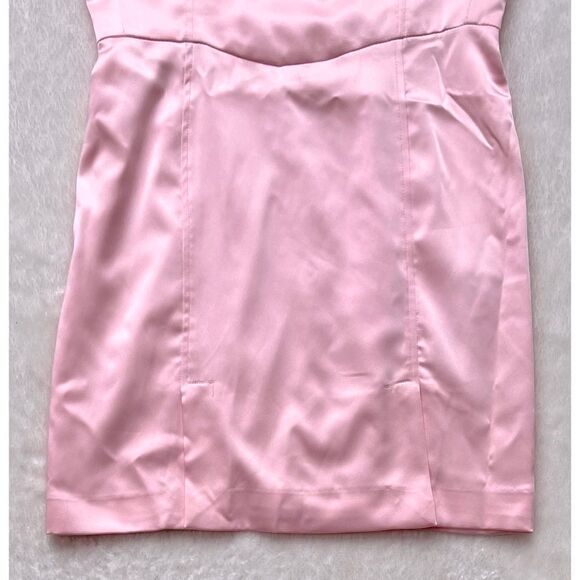 NWT Zara Pink Satin Effect Sleeveless V-Neck Short Mini Dress, Size Medium - Picture 10 of 15